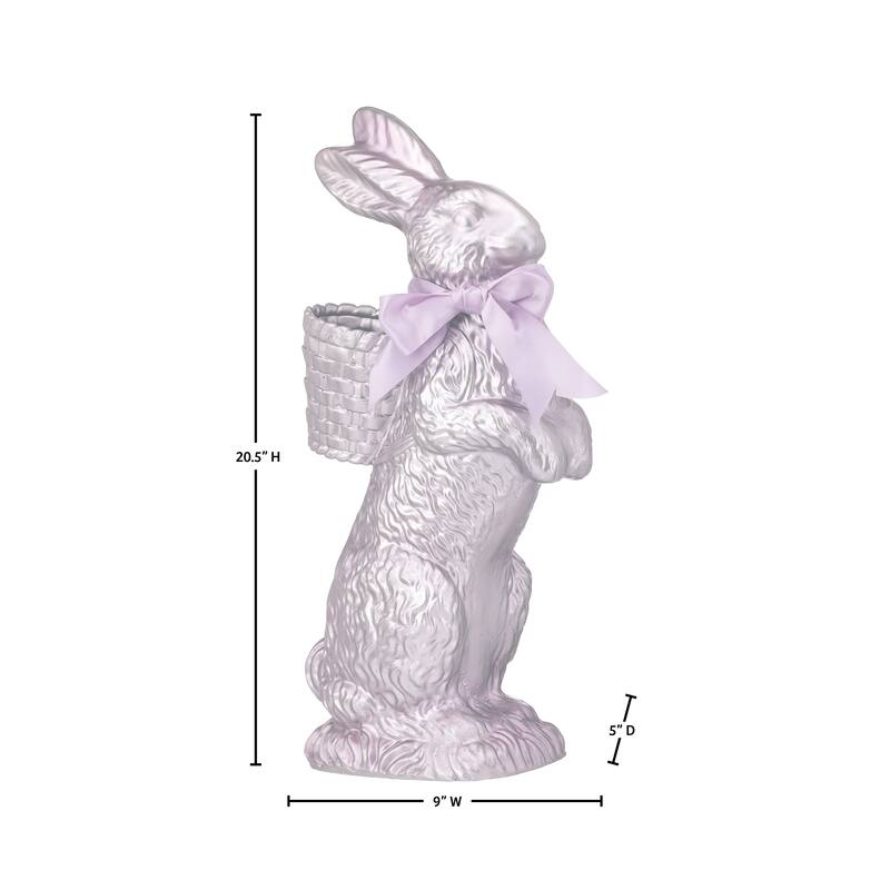 20.5" Resin Foiled Standing Chocolate Bunny