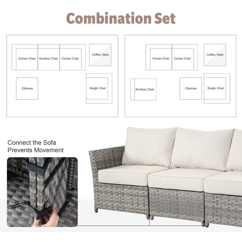 XIZZI 13-piece Outdoor Patio Wicker Furniture Set with Fire Table