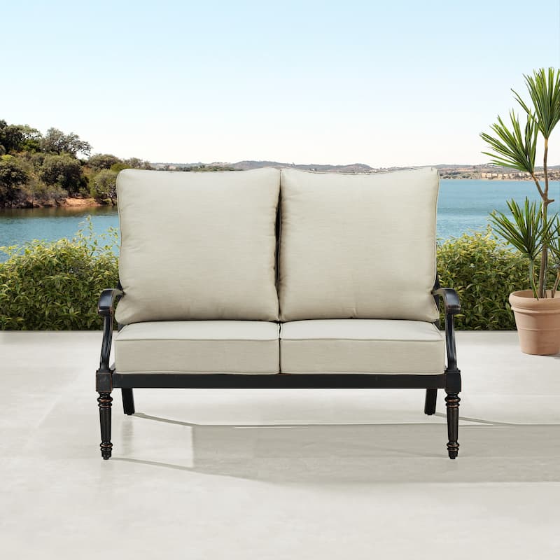 Black Aluminum Deep Seating Deep Seating Loveseat with Cushions