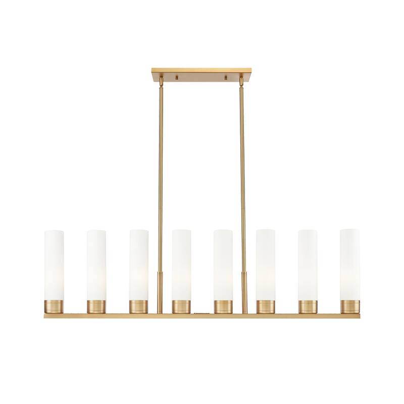 Innovations Lighting Downtown Urban - Boreas - 6 Light 48" Stem Hung Island Light with 11" Shades - Striped White/Brushed Brass