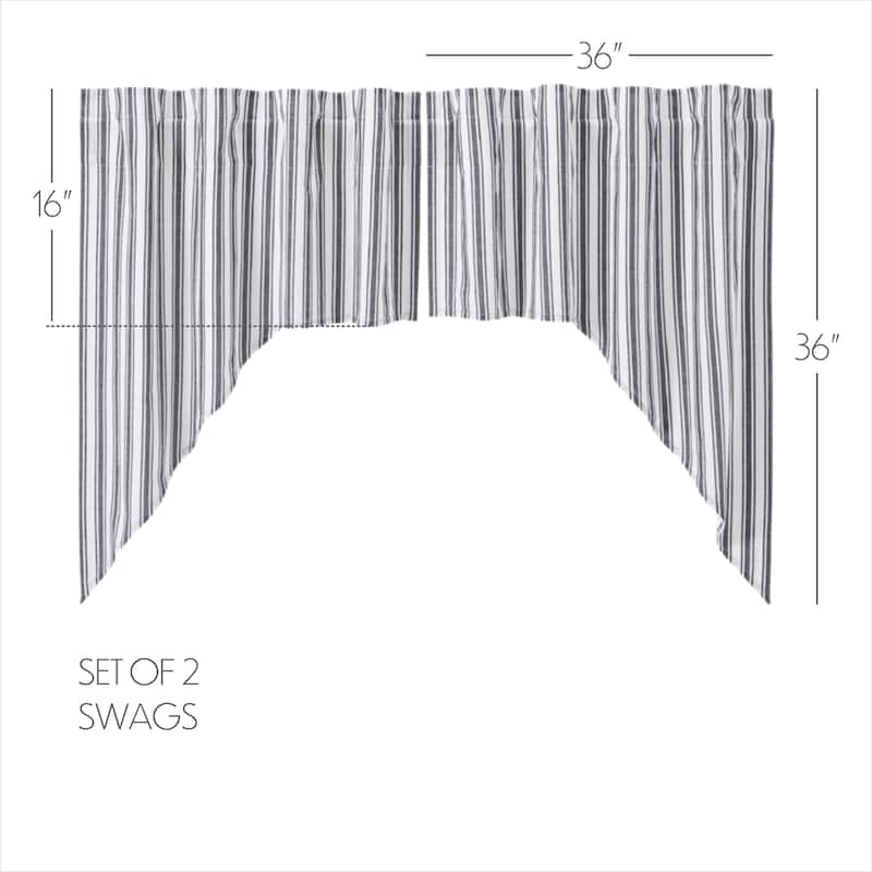 Sawyer Mill Black Ticking Stripe Swag Set of 2 36x36x16 - M