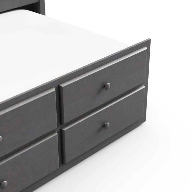 Furniture of America Maurice Grey Twin Rubberwood Captain Bed with Trundle and USB Port