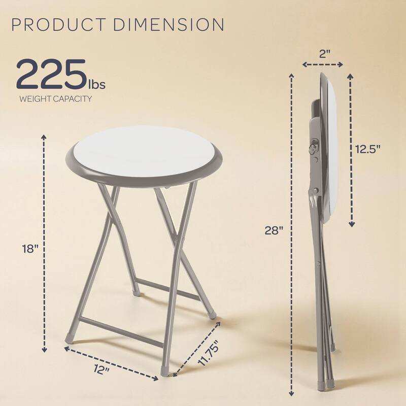Lavish Home 18-Inch Folding Stool, White