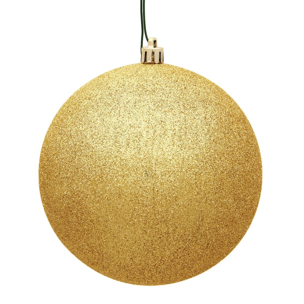 Vickerman 6" Honey Gold Glitter Ball Ornament, 4 per Bag