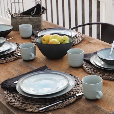 Euro Ceramica Diana Green Porcelain 9" Serving Bowl - 8.95 in. x 8.95 in. x 4.5 in.