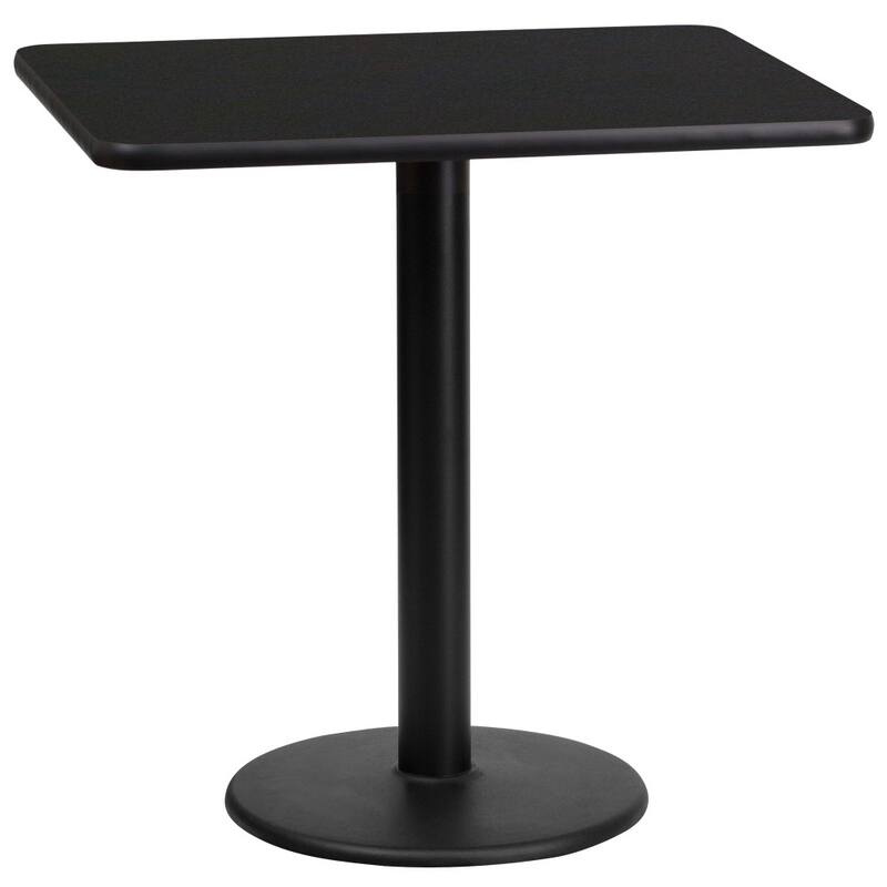 24'' x 30'' Rectangular Laminate Table Top with 18'' Round Table Height Base - 24"W x 30"D x 31.125"H
