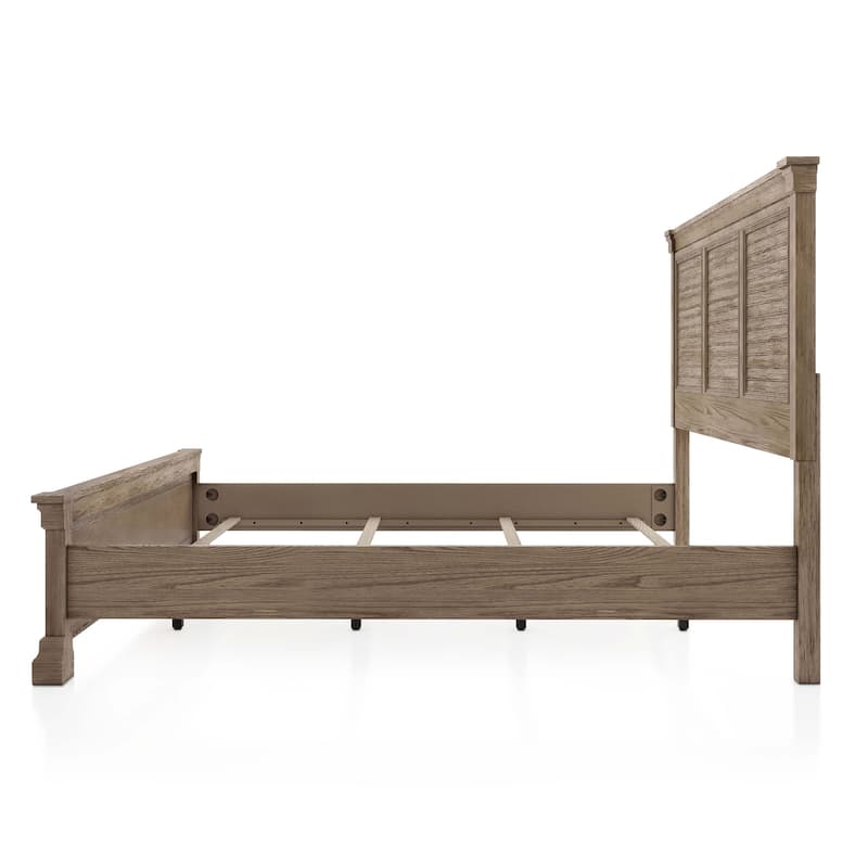 Furniture of America Wacine Weathered Grey Solid Wood Shuttered Panel Bed