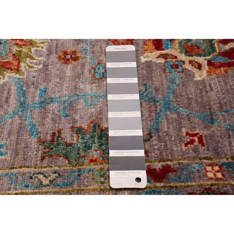 ECARPETGALLERY Hand-knotted Modern Ersari Grey Wool Rug - 2'7 x 9'6
