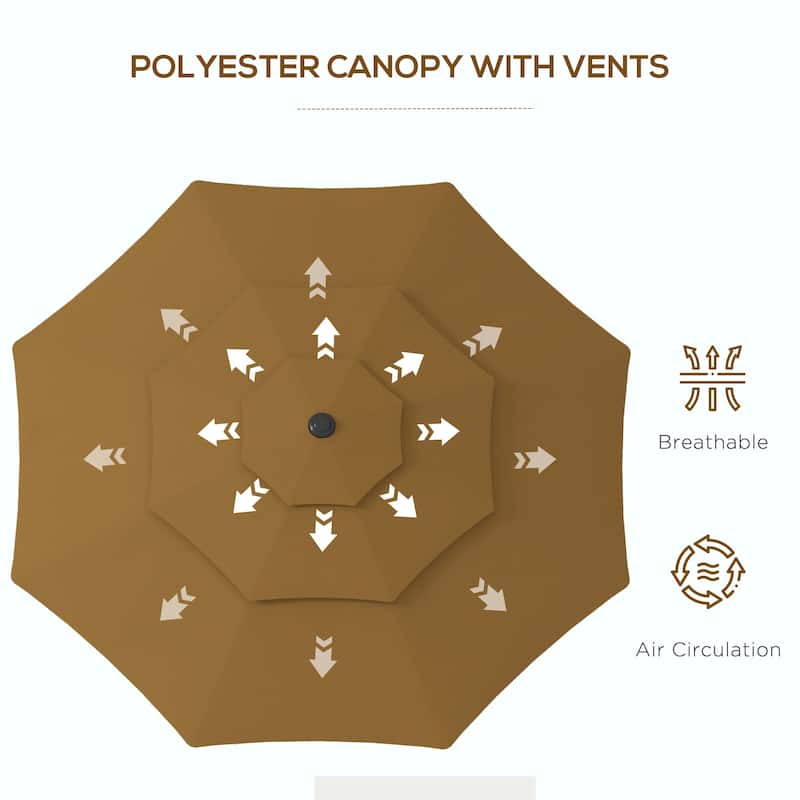 9FT 3 Tiers Patio Umbrella Outdoor Market Umbrella with Crank, Push Button Tilt for Deck, Backyard and Lawn