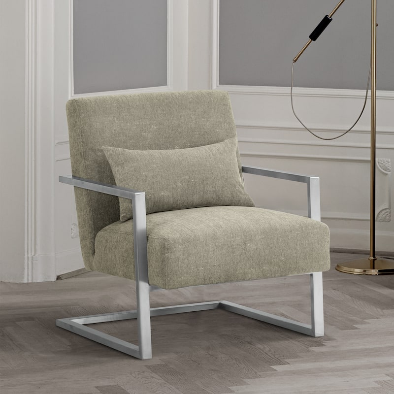 Skyline Modern Upholstered Accent Arm Chair in Gray Linen
