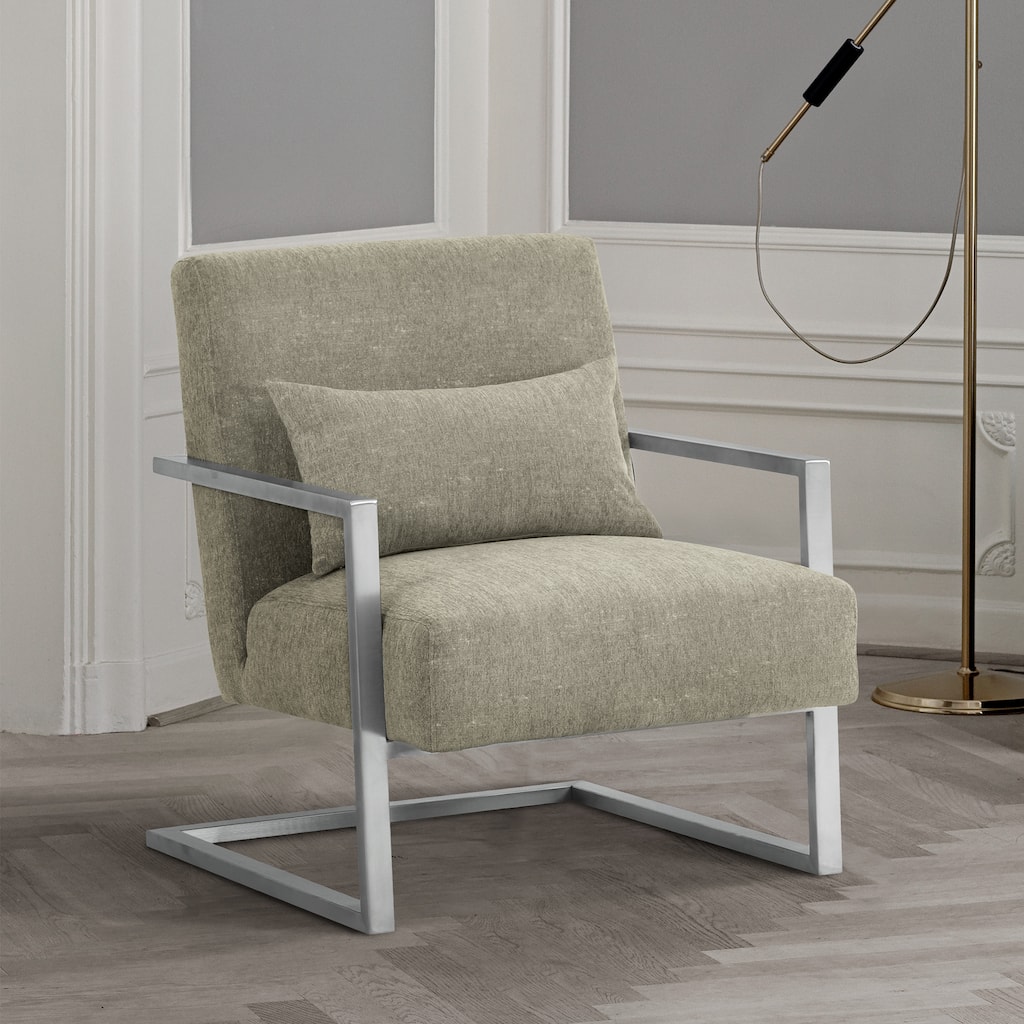 Skyline Modern Upholstered Accent Arm Chair in Gray Linen