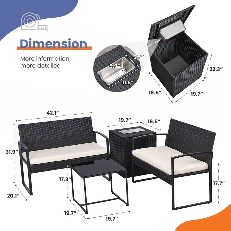 4 Piece Outdoor PE Wicker Furniture Set