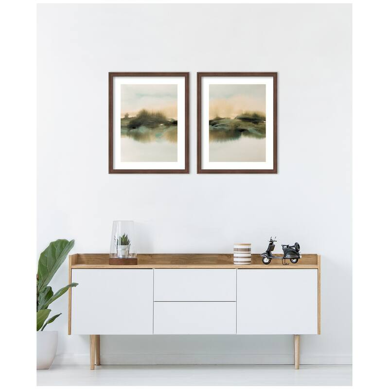 Kate and Laurel Tranquil Meadows 2 Piece Framed Wall Art Print Set by Amy Lighthall