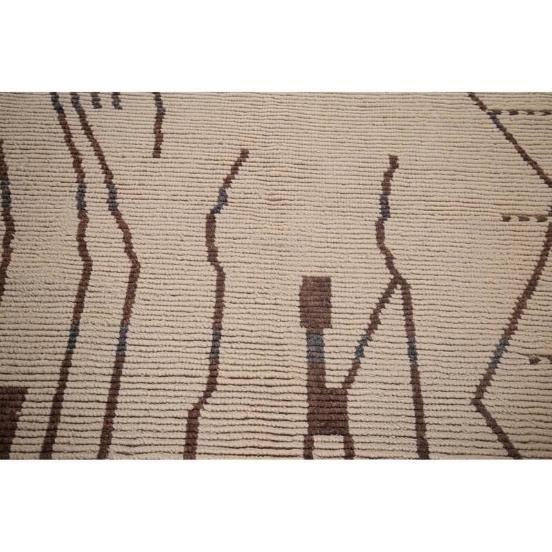 All-Over Abstract Moroccan Large Oriental Rug Handmade Wool Carpet - 9'11"x 14'5"