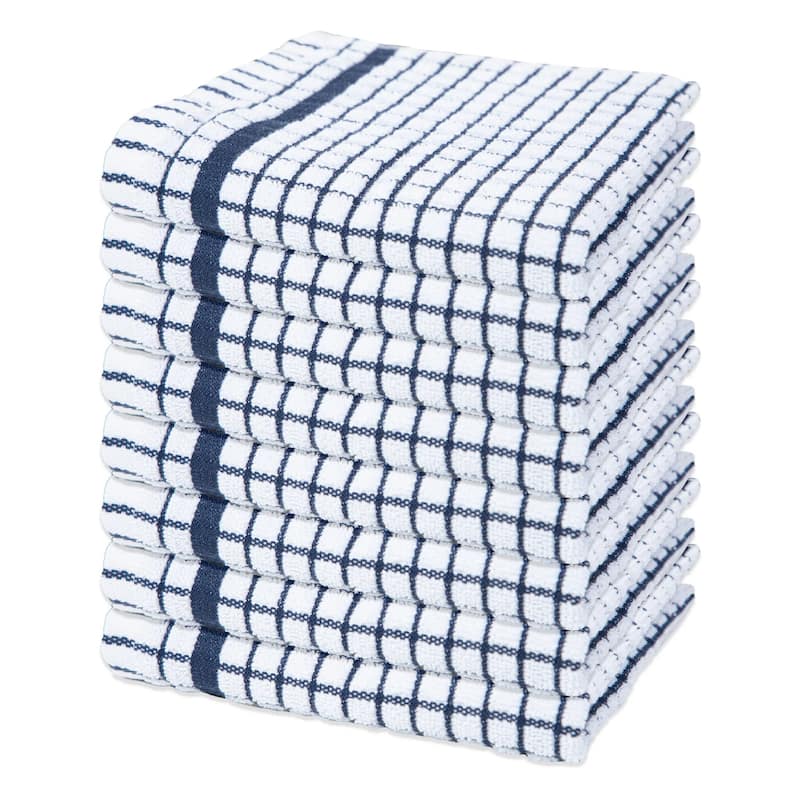 The Sloppy Chef Classic Checkered 8-Piece Dishcloths - 13x13 - Blue