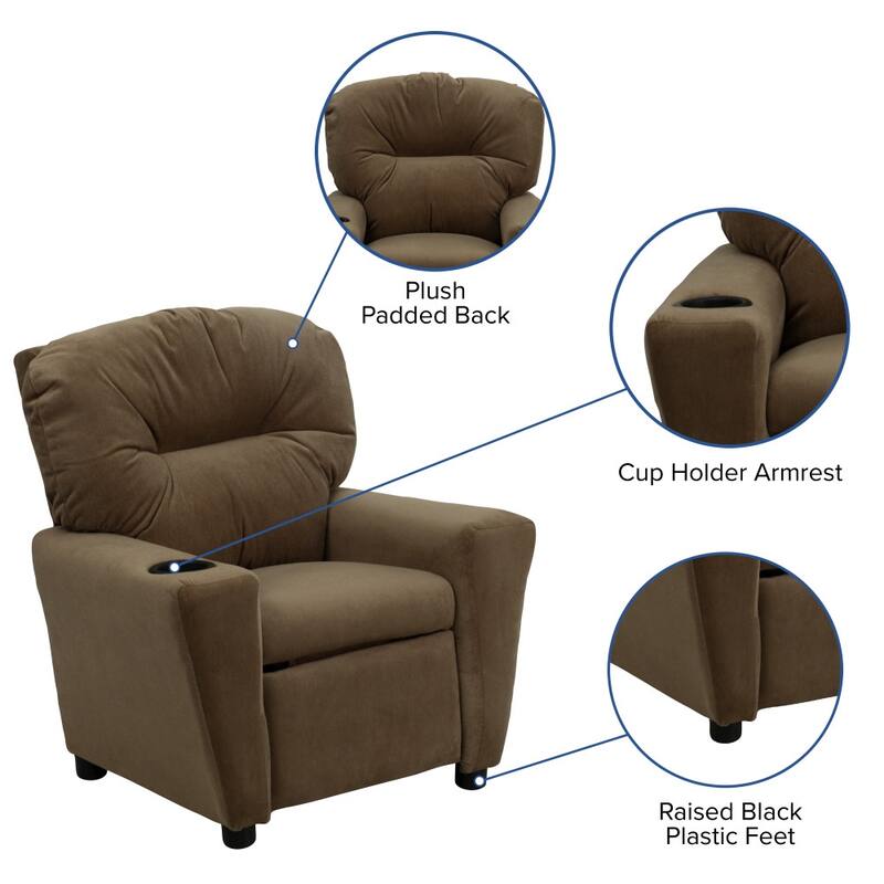 Contemporary Kids Recliner with Cup Holder