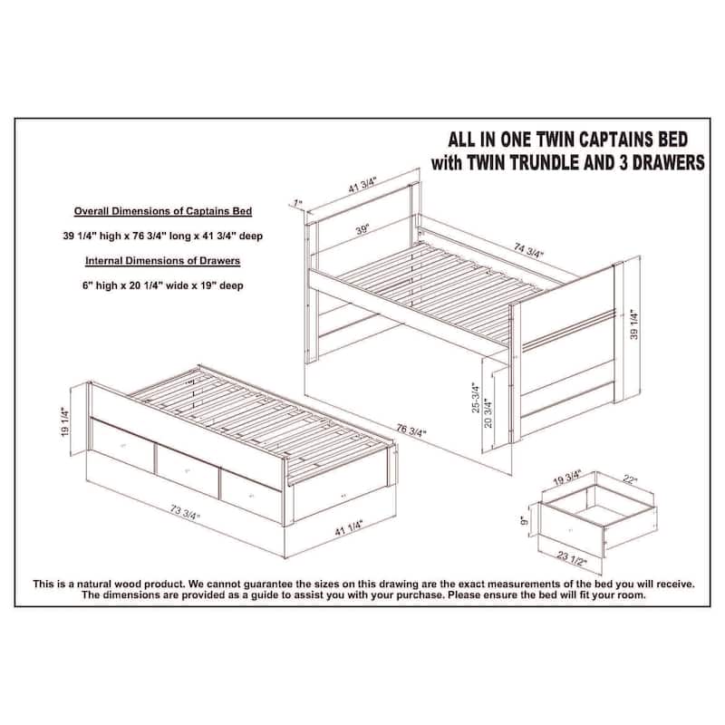 Taylor & Olive Begonia Twin Bed with Twin Trundle & 3 Built in Drawers