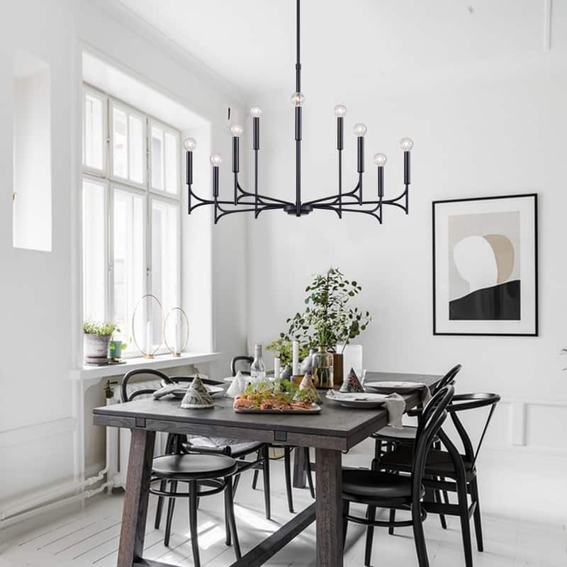 KAWOTI 9-Light Dimmable Modern Contemporary Chandelier Pendant Light - W32.5"*H67.75"