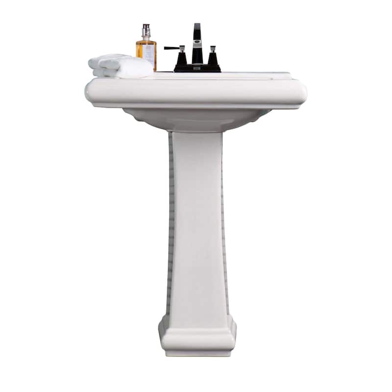 Fine Fixtures Ashfield Ceramic White Pedestal Bathroom Sink, Model AS2619W