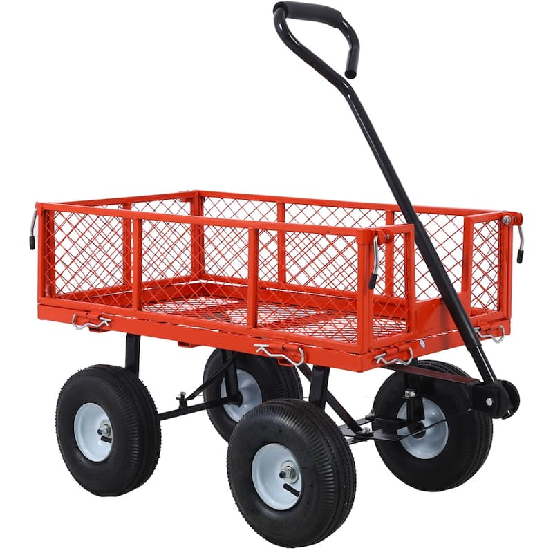 Outdoor multifunction utility cart with 550 lbs capacity and 10-inch tires