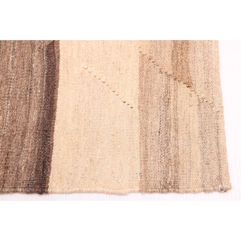ECARPETGALLERY Flat-Weave Boho Brown Wool Kilim - 5'0 x 6'7