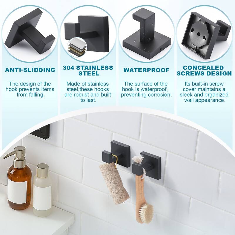 WOWOW J-Hook Wall Mount Robe/Towel Hook 2PCS