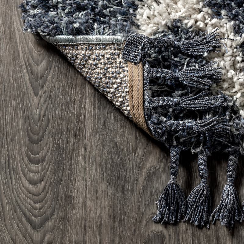 JONATHAN Y Modern Shag Plush Tassel Moroccan Geometric Trellis Area Rug