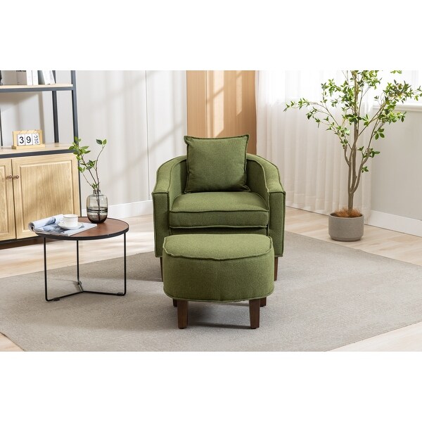 Modern Accent Chair with Ottoman Mid Century Barrel Chair Lounge Chairs Upholstered Round Armchairs for Living Room Olive Bed Bath Beyond 37844701