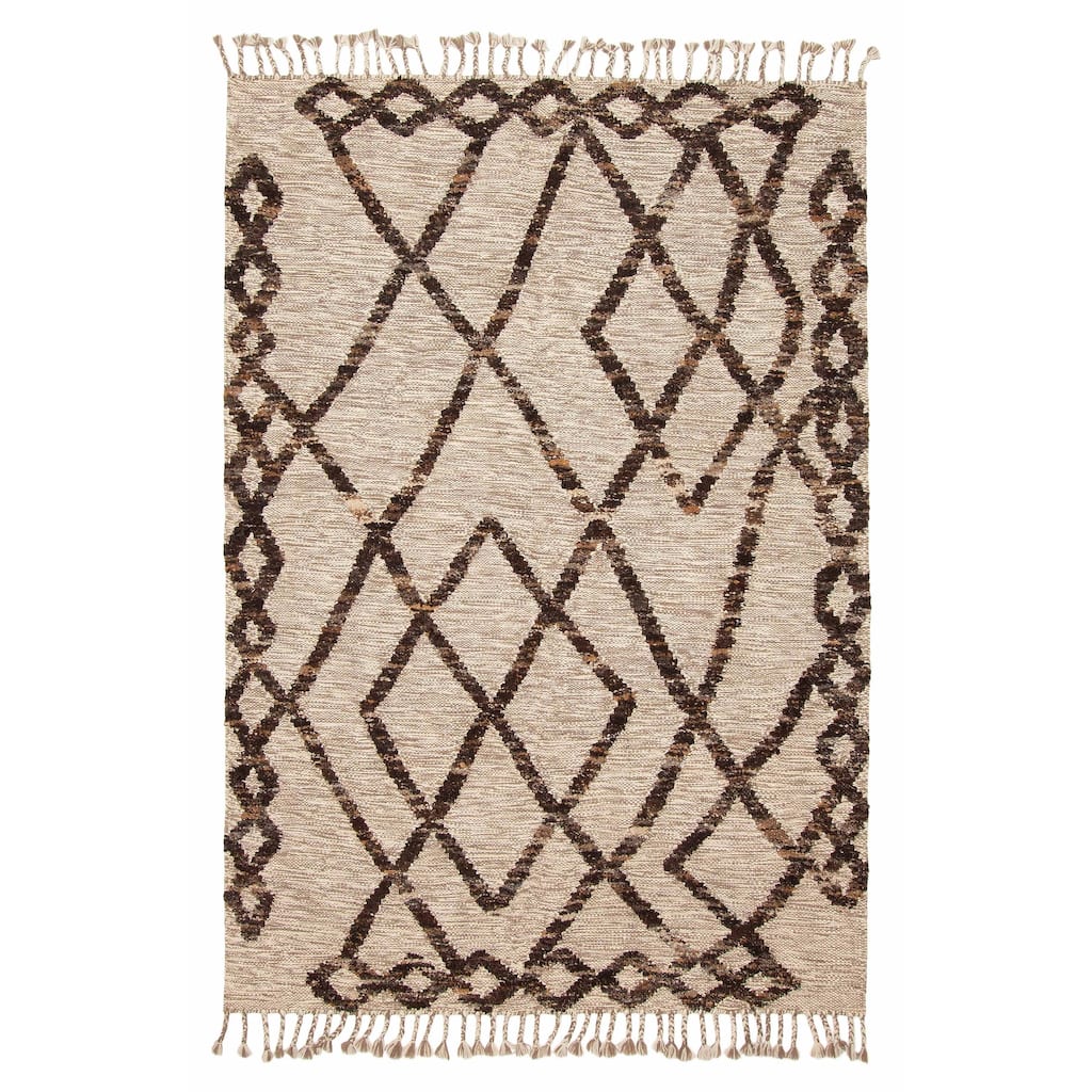 ECARPETGALLERY Hand-knotted Tangier Taupe Wool Rug - 5'5 x 7'7