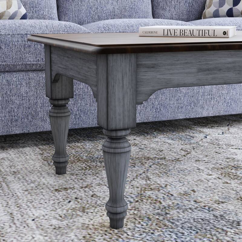 Plymouth Gray Wood Rectangular Coffee Table - 52" x 20" x 28"