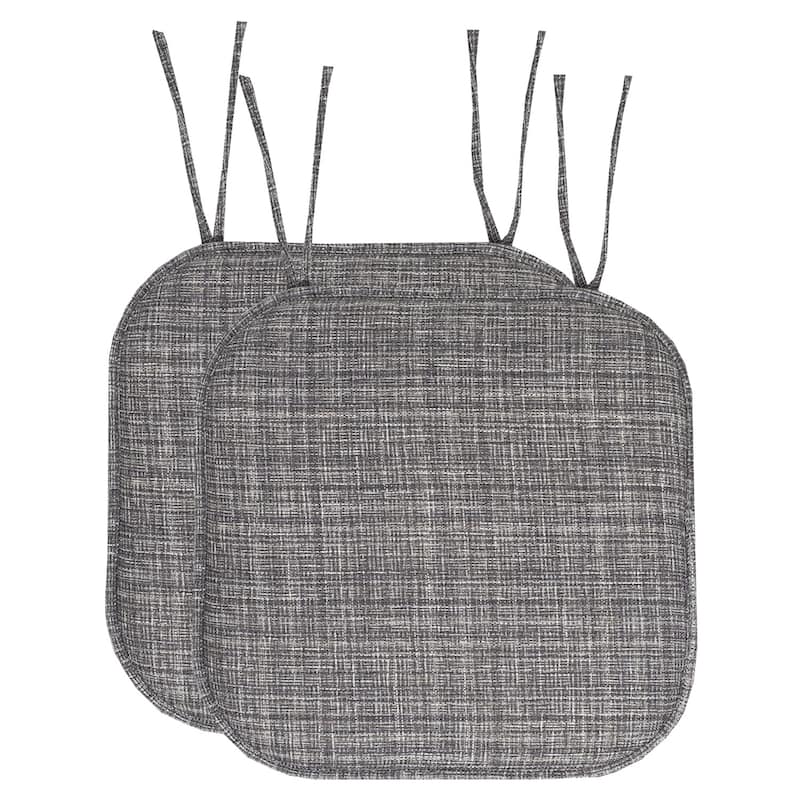 Aria Memory Foam Non-Slip Chair Pad with Ties - Set of 2 - Grey