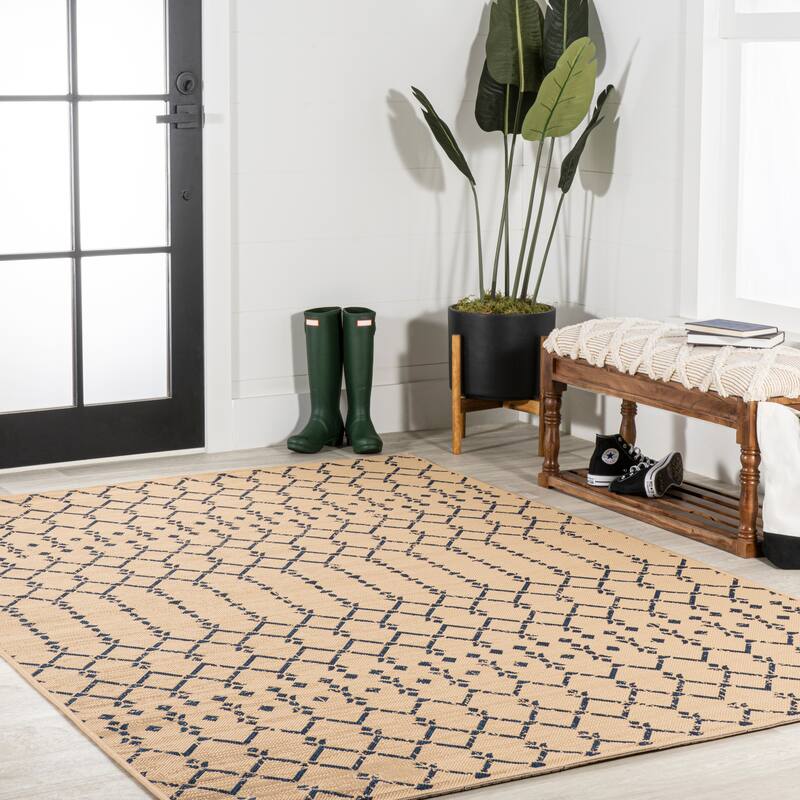 JONATHAN Y Trebol Moroccan Geometric Textured Weave Indoor/Outdoor Area Rug