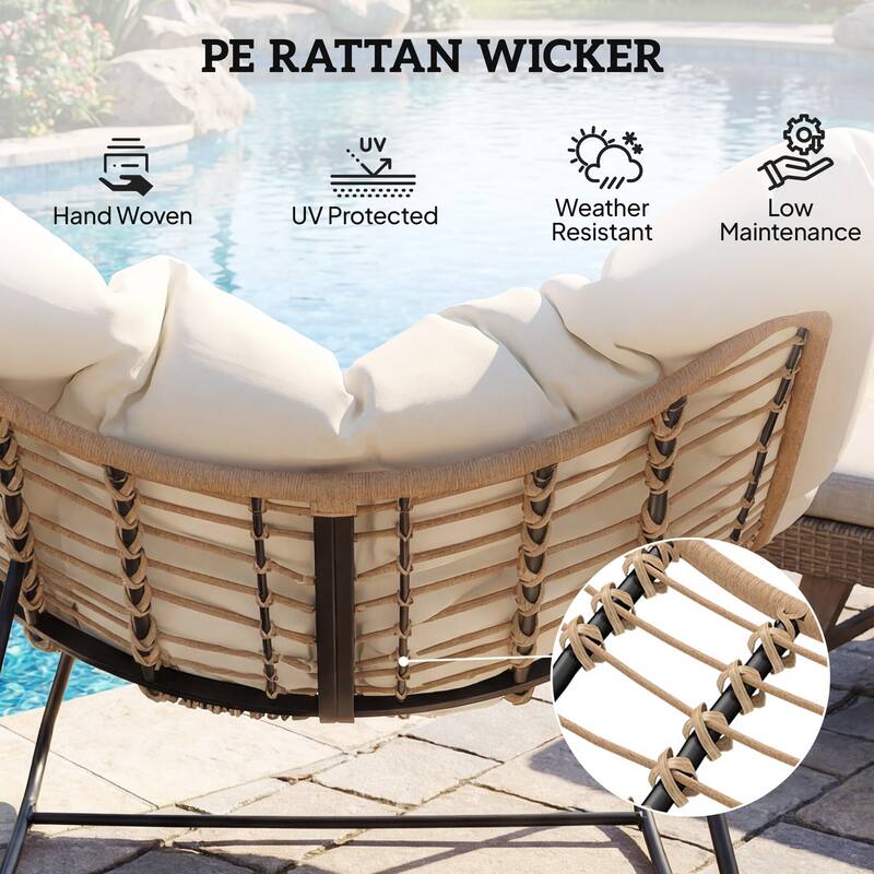 Outsunny Papasan Rocking Chair, Wicker Oversized Indoor Outdoor Rocking Chair with Cushion