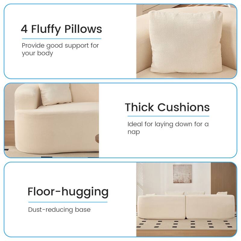 Mixoy 112" Curved Modular Sectional Sofa in Chenille Fabric Modern Minimalist Design Compressed No Assembly Required