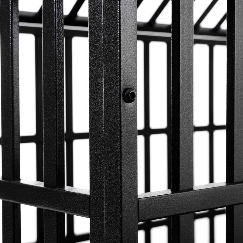 52" Crate Large Dog Cage with 4 Lockable Wheels and Removable Bottom Tray, Metal Dog Crate with Top Opening