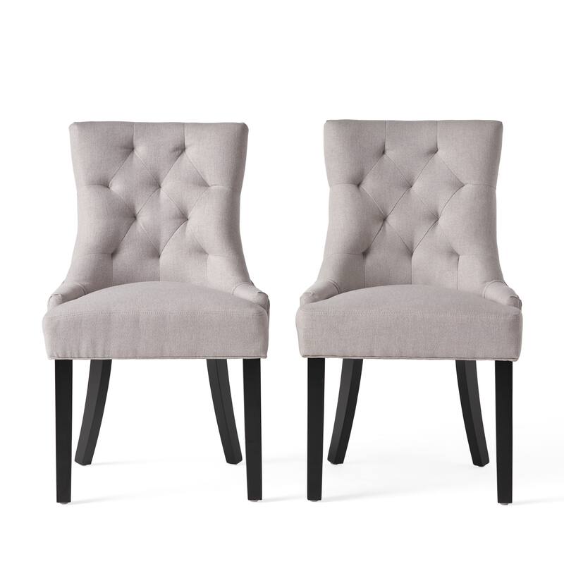 Roomfitters Tufted Dining Chairs with Curved Backrest and Upholstered Seat, Modern Accent Chairs, Set of 2