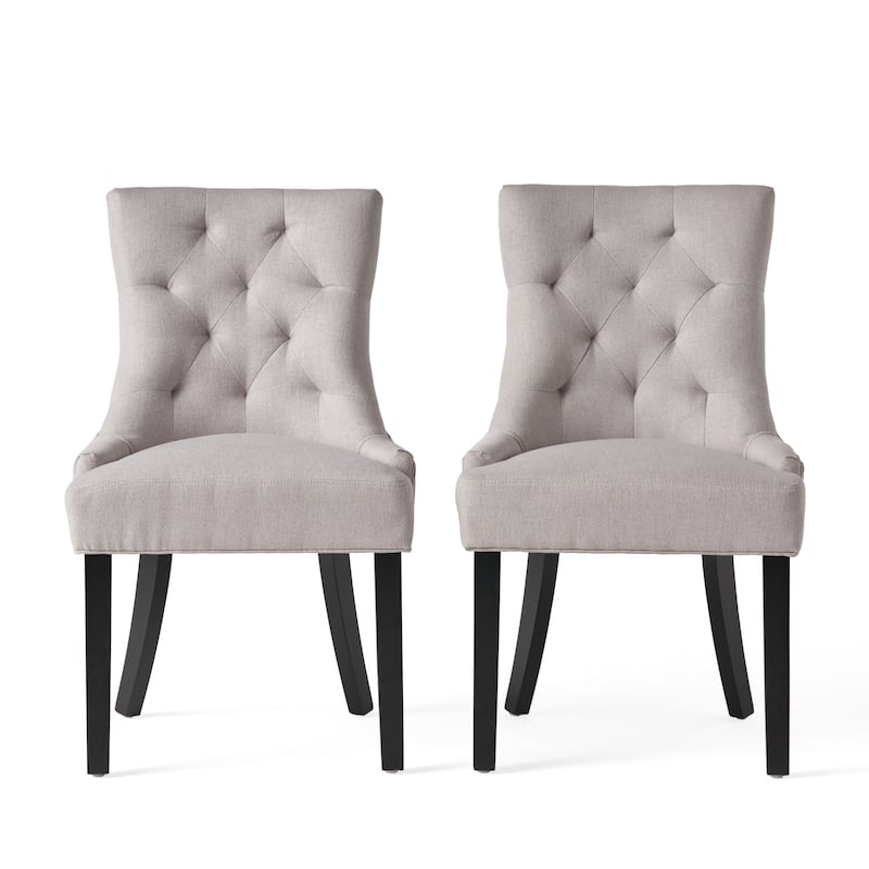 Tufted Dining Chairs Set of 2, Upholstered Fabric Dining Room Chairs Kitchen Chairs with Wood Legs and Padded Seat