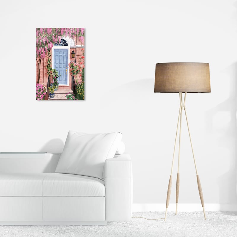 Wynwood Studio Canvas Floral and Botanical Door entrance blooms Pink and Modern & Contemporary Wall Art Canvas Print - 16 x 24