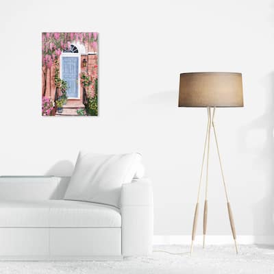 Wynwood Studio Canvas Floral and Botanical Door entrance blooms Pink and Modern & Contemporary Wall Art Canvas Print