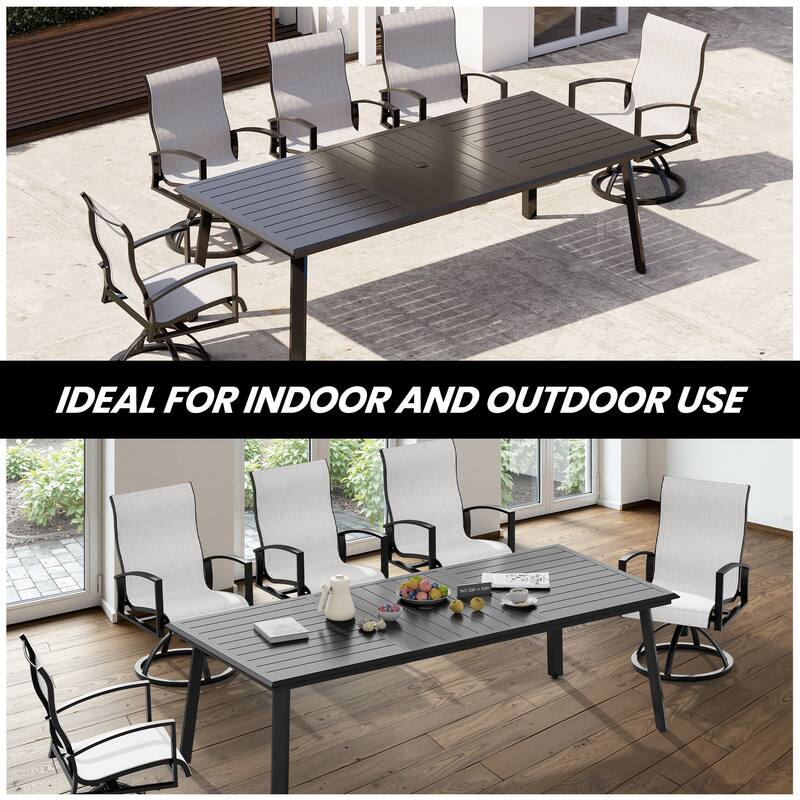 Outdoor Aluminum Dining Table with Umbrella Hole