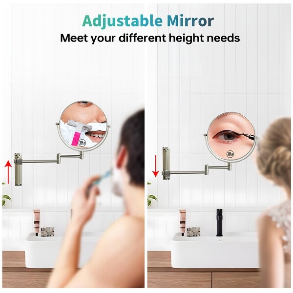 8 inch Wall Mounted Round Frame Makeup Mirror 1X 10X Magnifying Height Adjustable On Sale Bed Bath Beyond 37853504