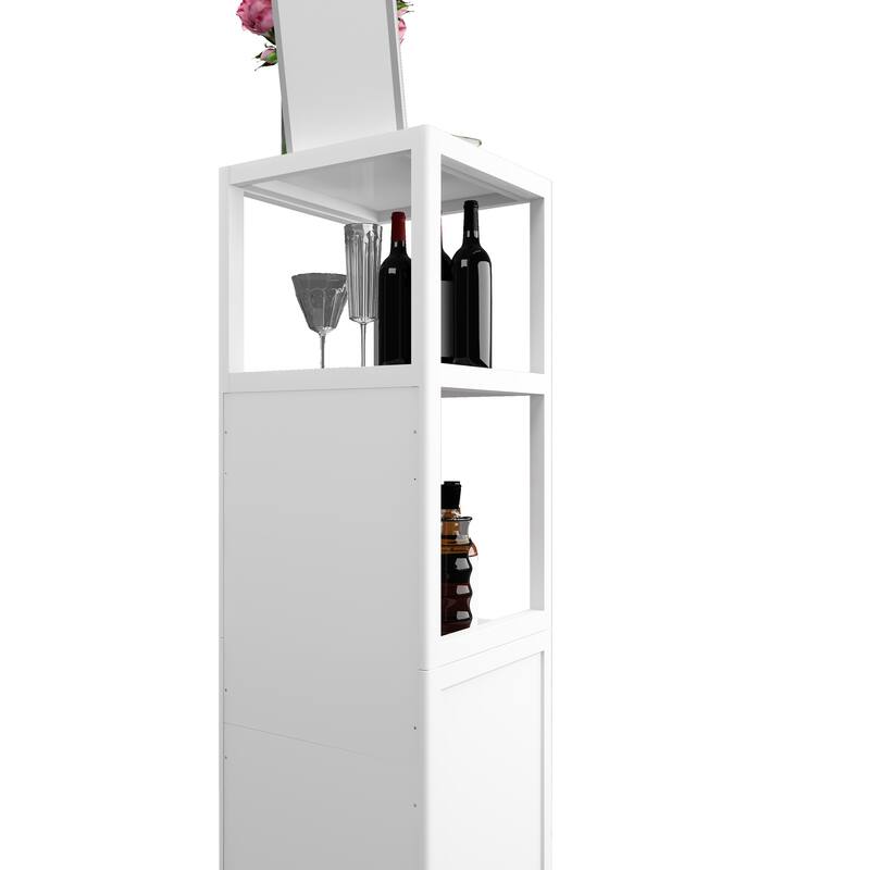 A 52-foot-tall white linen tower bamboo storage cabinet, suitable for main living spaces such as bathrooms, bedrooms, an