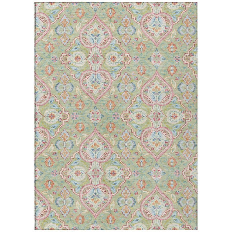 Machine Washable Indoor/Outdoor Traditional Spades Chantille Rug