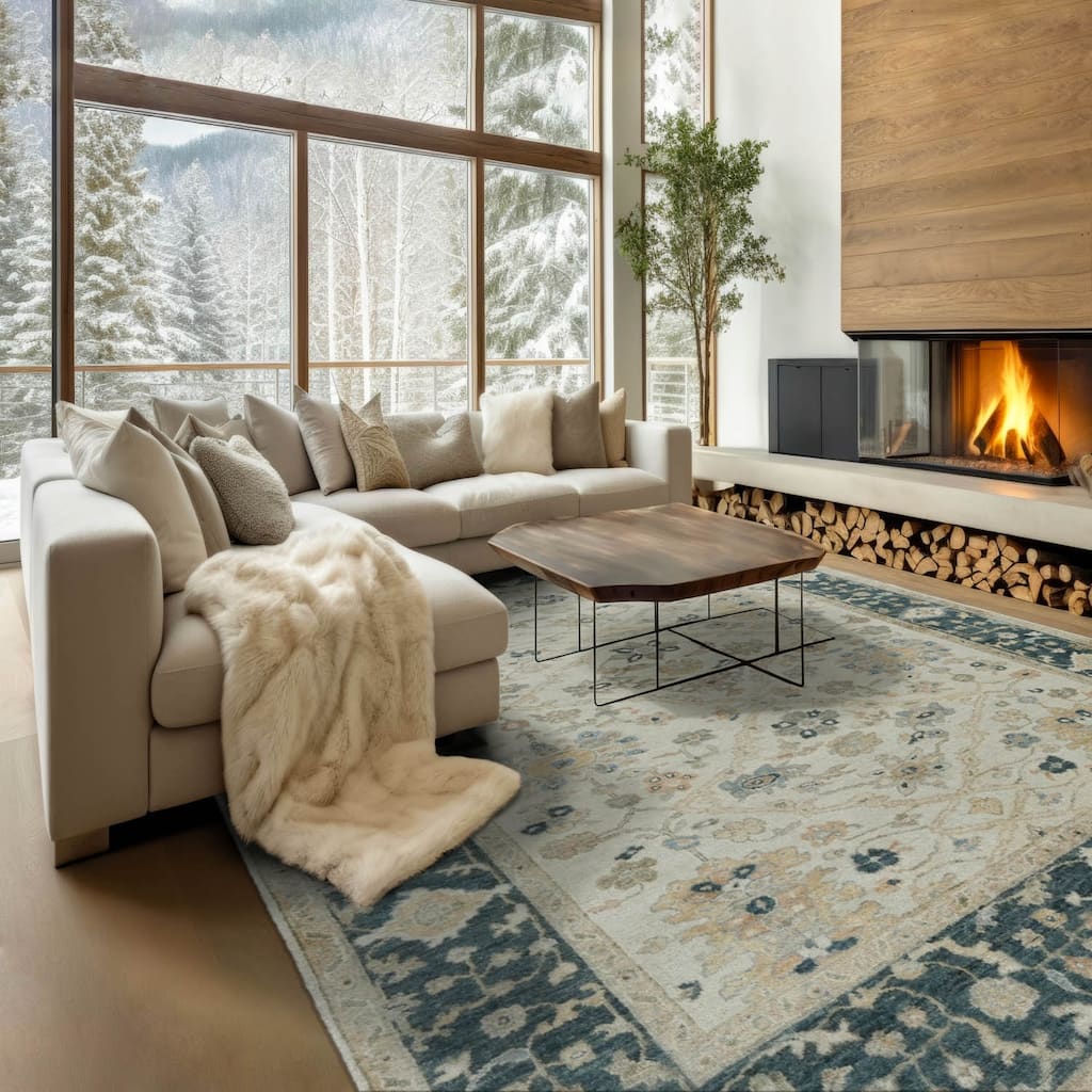 LoomBloom Multi Size Beige Wool Hand Knotted Turkish Oushak Area Rug