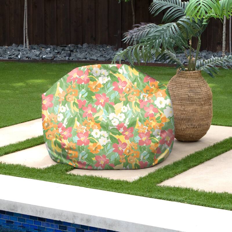Sorra Home Outdoor Bean Bag - Covington - Bembridge Sorbet - 30 in W x 30 in W x 20 in H