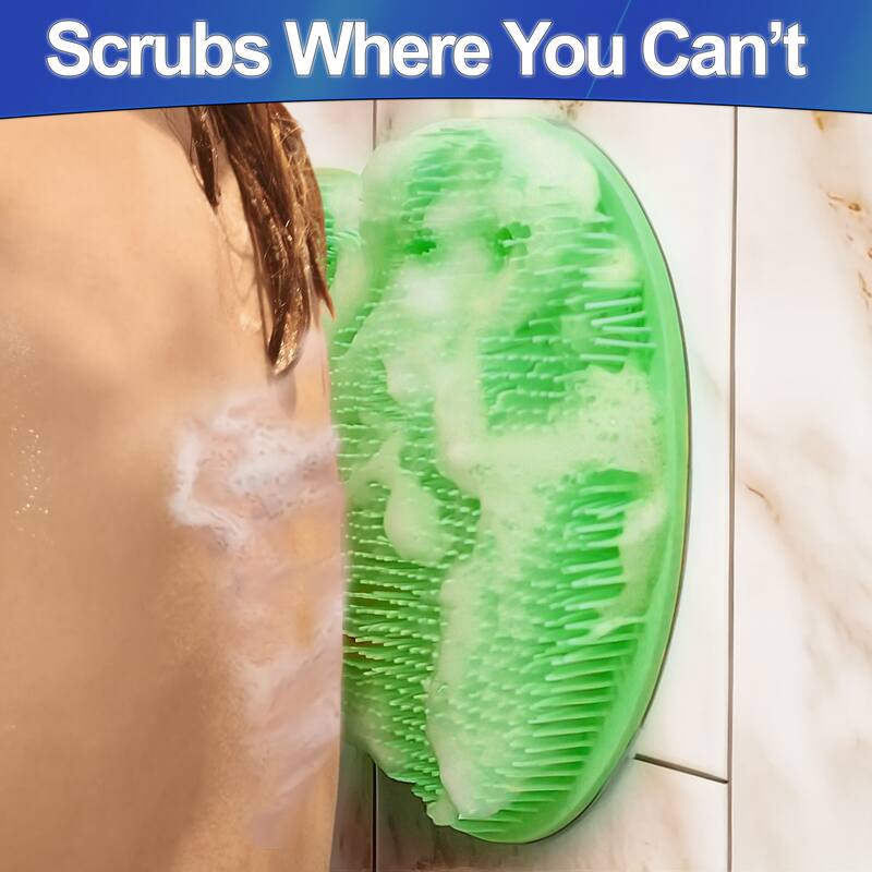Shower Back Scrubber & Foot Cleaner - Silicone Bath Brush for Exfoliating Feet & Back, Non-Slip Massage Pad with Soft Bristles
