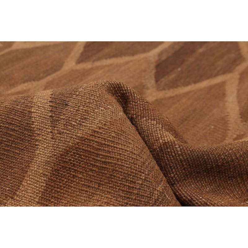 ECARPETGALLERY Flat-Weave Ankara FW Brown Wool Kilim - 6'4 x 8'1