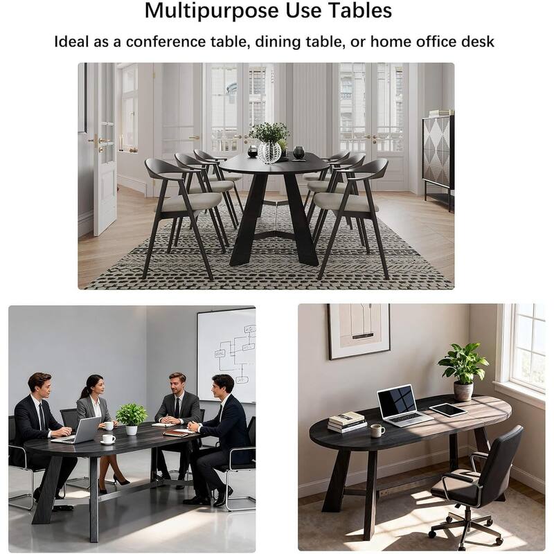 WESOME 70.87" Rustic Oval Dining Table for 6-8 People Wood Kitchen Table Dinner Room Table with Sturdy Tapered Legs