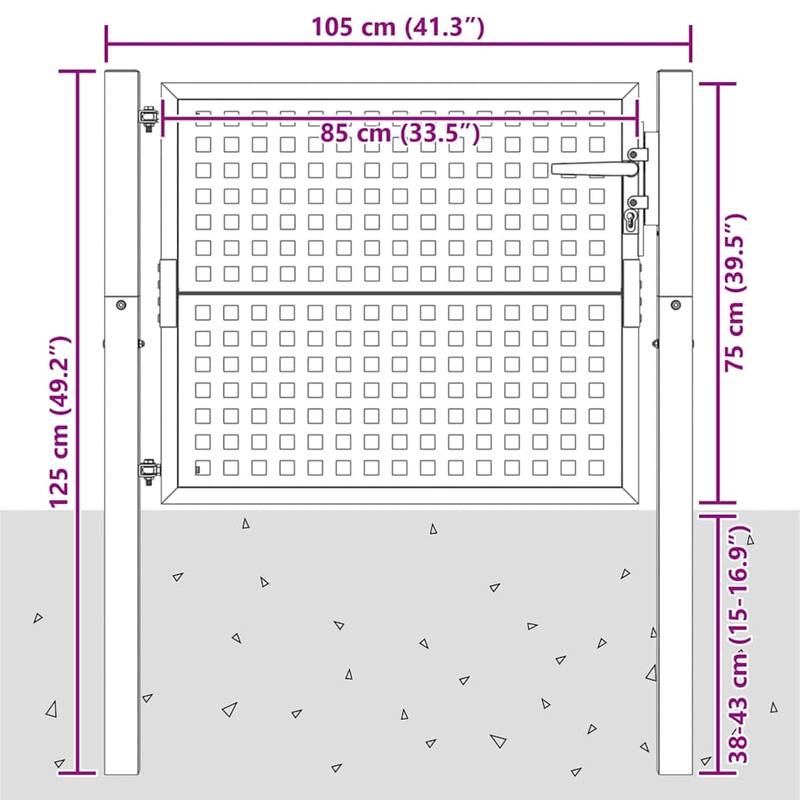 vidaXL Garden Gate Anthracite 39.4x29.5" Steel - 41.3 x 49.2"