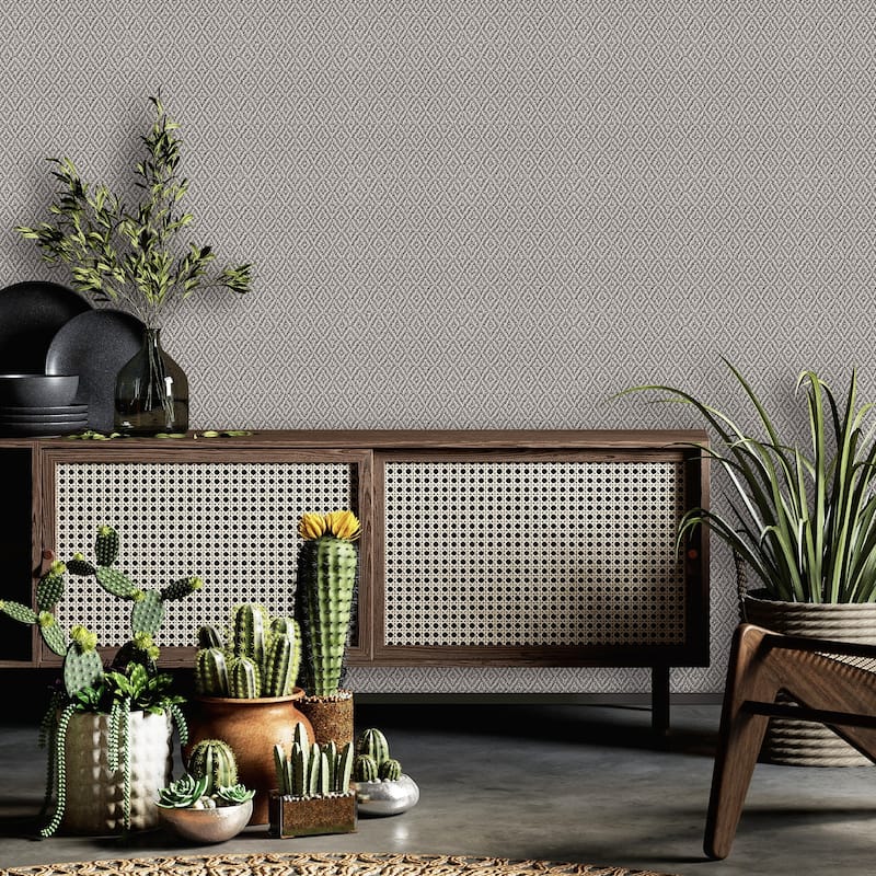 Galerie Wallcoverings Flora Diamond Weave Vinyl on Non-woven Matte Wallpaper Roll